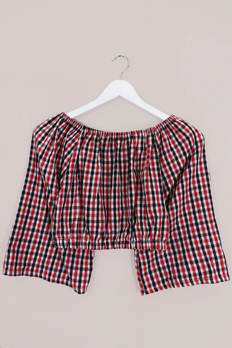 Kitty Reclaimed Crop Top in Jubilee Check - Free Size S