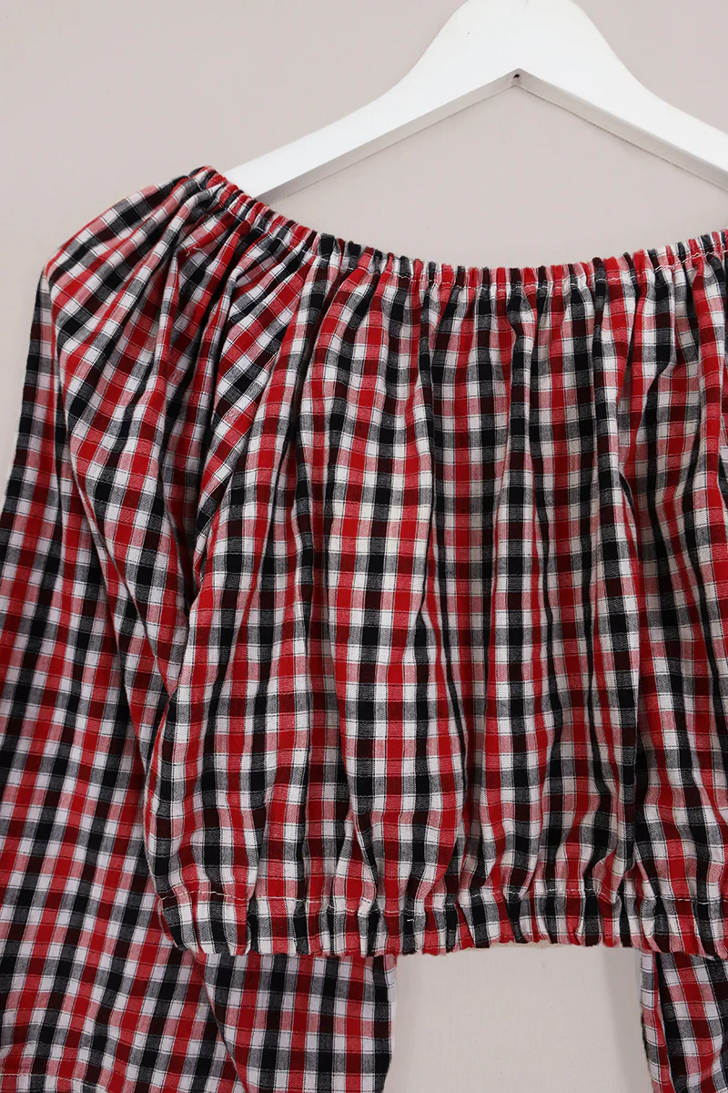 Kitty Reclaimed Crop Top in Jubilee Check - Free Size S - Image 2
