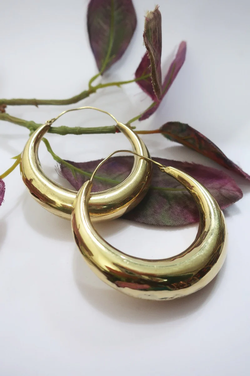Large Hoop Earrings in Gold Plated Brass