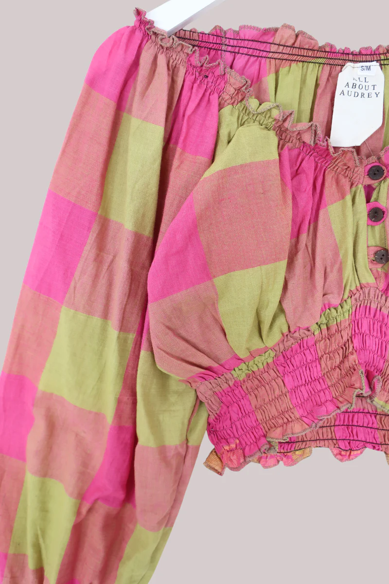 Libra Vintage Cotton Top - Fruit Salad Check - Size S/M - Image 2