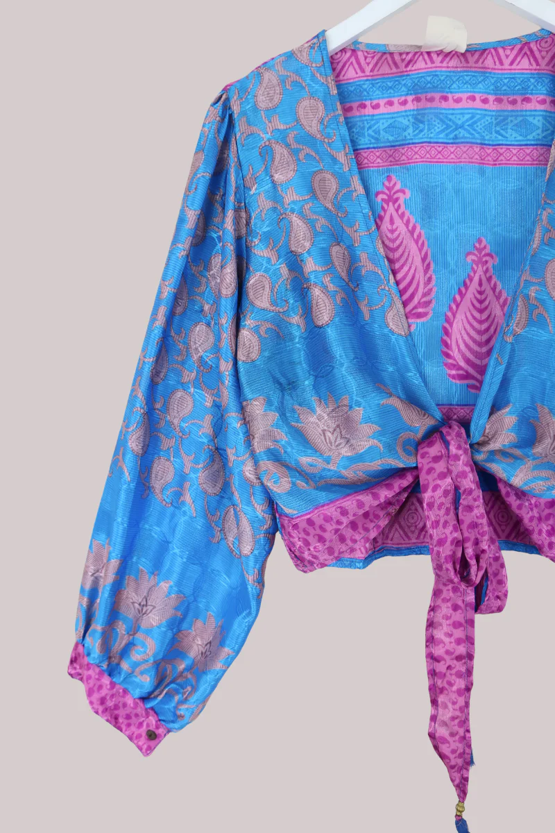 Lola Wrap Top in Crystal Sky Blue - Size S/M - Image 2