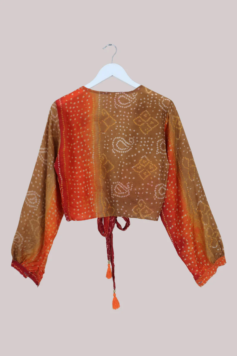 Lola Wrap Top in Desert Sunset Paisley - Size S/M - Image 3