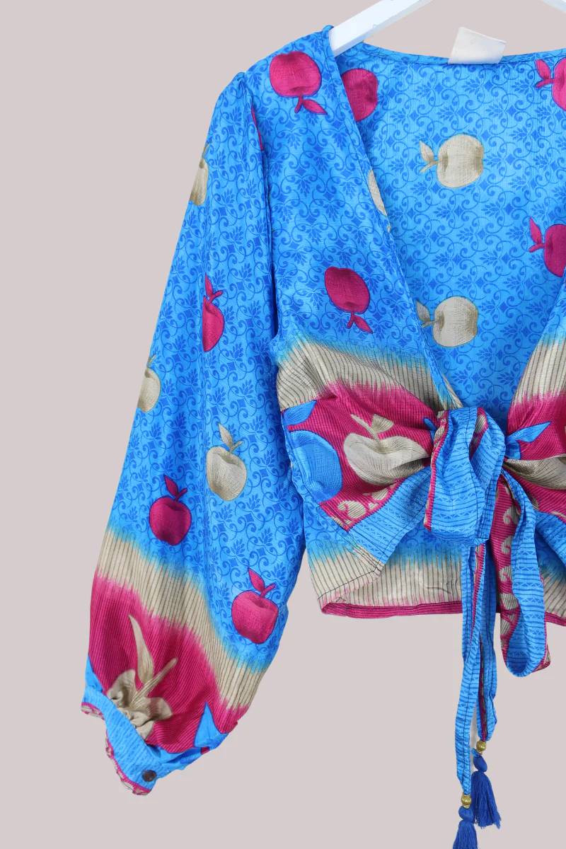 Lola Wrap Top in Falling Apples - Size S/M - Image 2