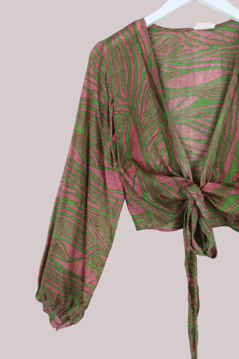 Lola Wrap Top in Hazy Mauve & Olive - Size XS/S - Image 2