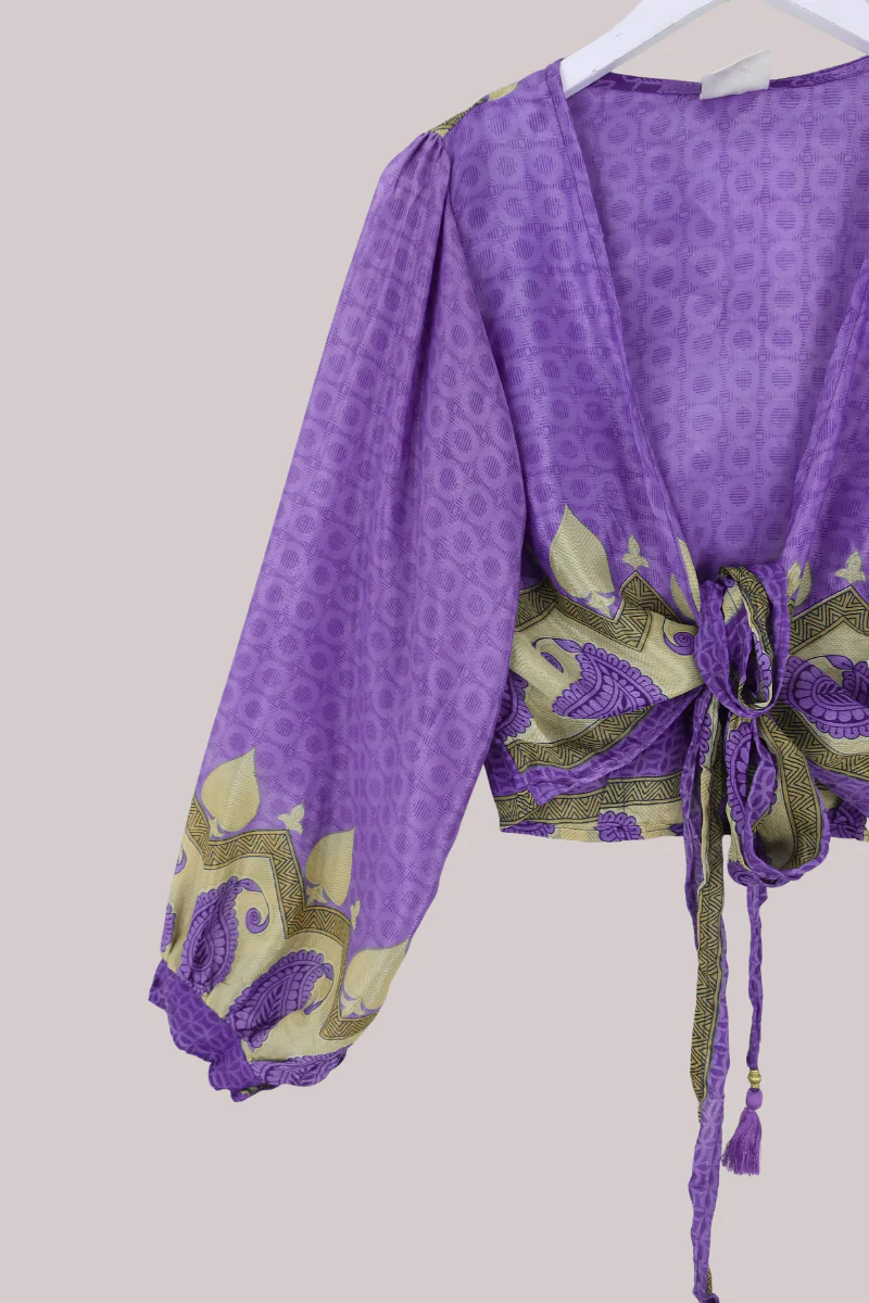 Lola Wrap Top in Indigo Ornate Paisley - Size S/M - Image 2
