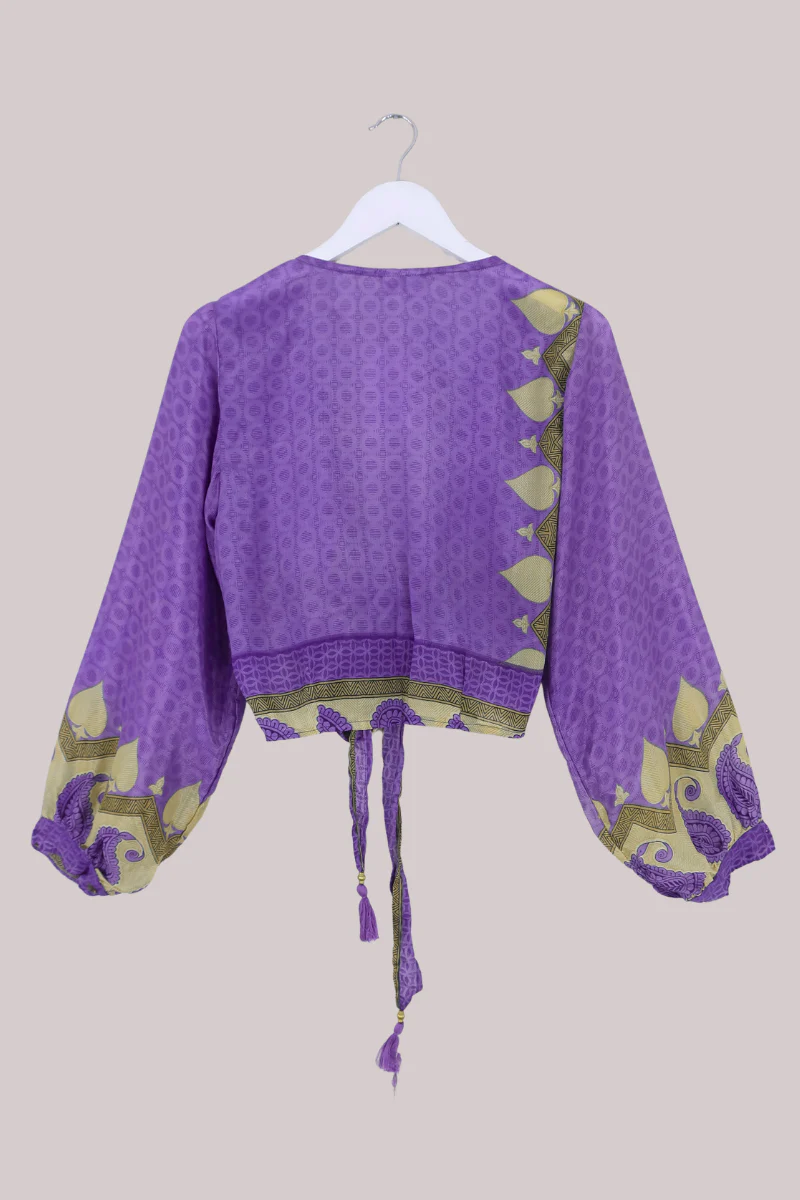 Lola Wrap Top in Indigo Ornate Paisley - Size S/M - Image 3