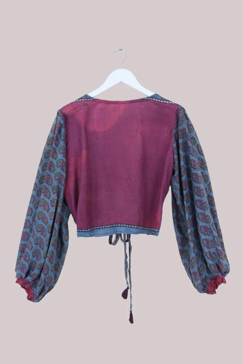 Lola Wrap Top in Mauve Floral Wreath - Size M/L - Image 3