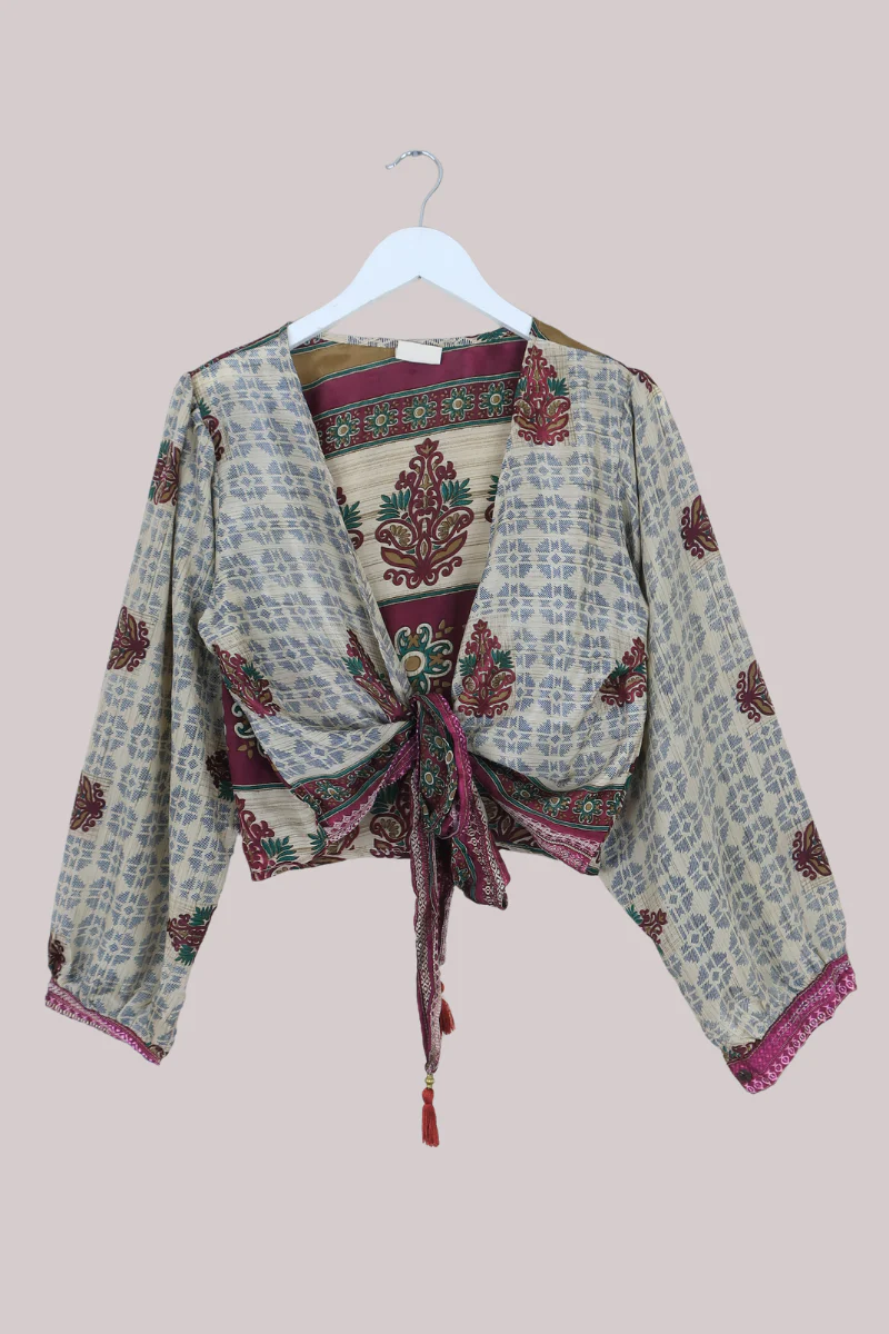 Lola Wrap Top in Pavilion Magenta Motifs - Size S/M