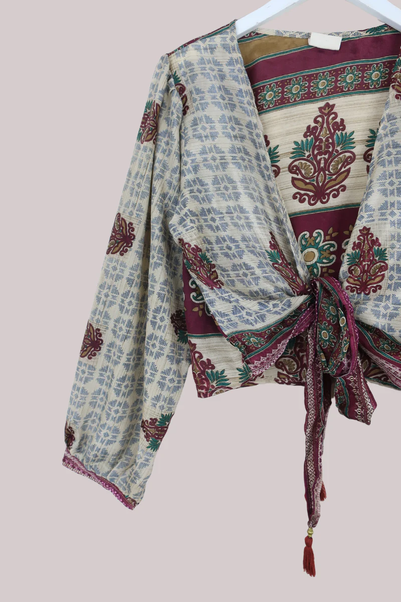 Lola Wrap Top in Pavilion Magenta Motifs - Size S/M - Image 2