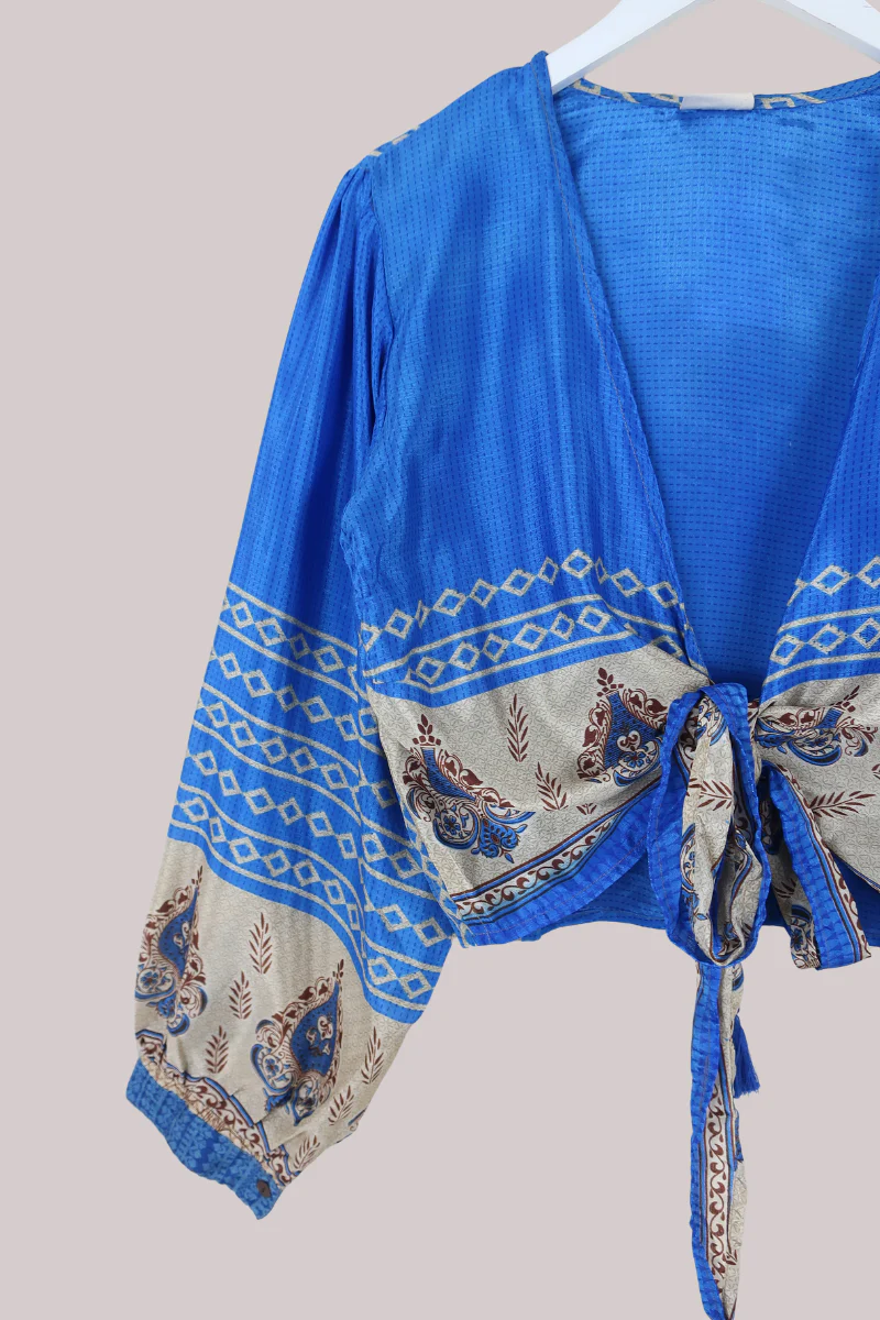 Lola Wrap Top in Royal Indigo Blue - Size L - Image 2