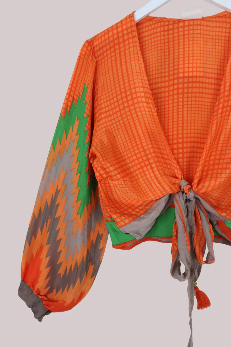 Lola Wrap Top in Striking Orange - Size M/L - Image 2