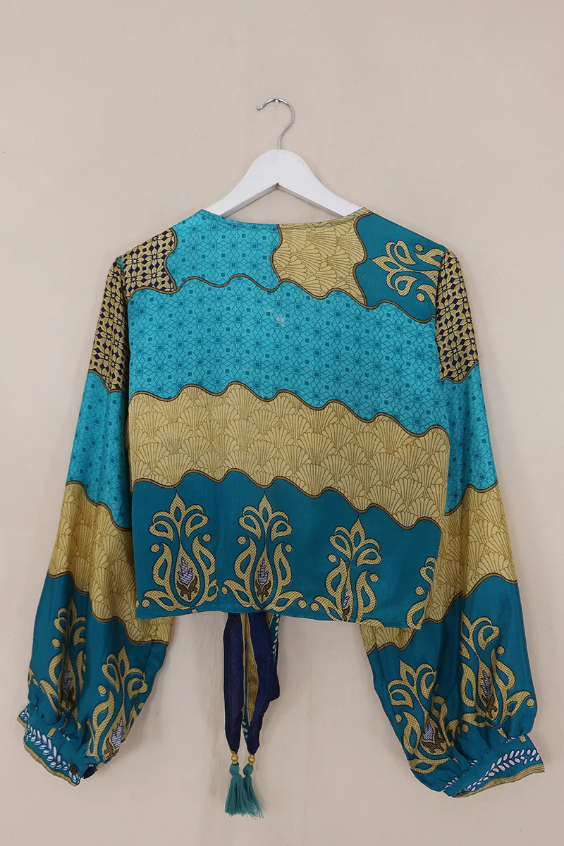 Lola Wrap Top - Beach Blue Shells - Size M/L - Image 3