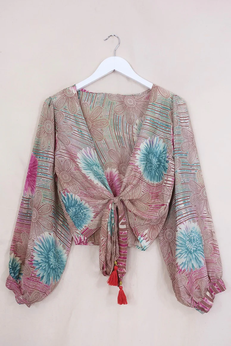 Lola Wrap Top - Flowers Floating in the Pond - Size S/M