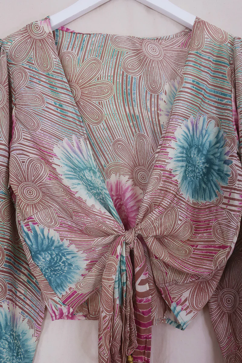 Lola Wrap Top - Flowers Floating in the Pond - Size S/M - Image 2