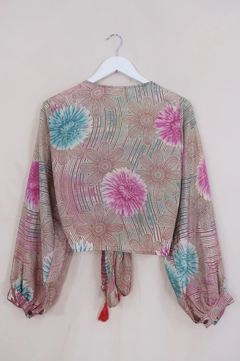 Lola Wrap Top - Flowers Floating in the Pond - Size S/M - Image 3
