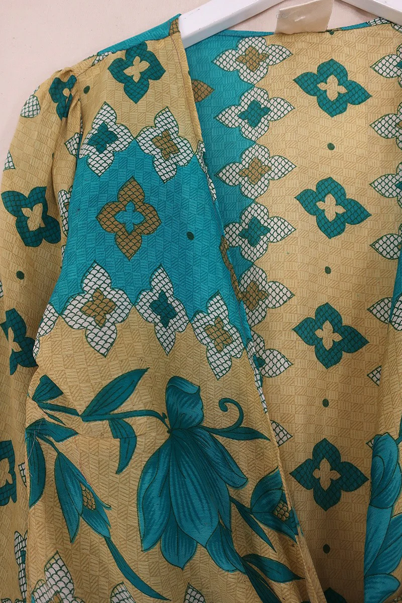 Lola Wrap Top - Sky & Sand Mosaic - Size XS - Image 2