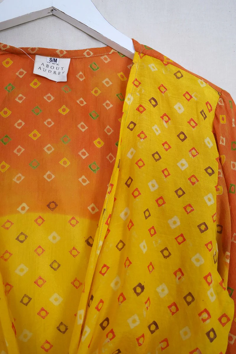 Lola Wrap Top - Vintage Cotton - Citrus Batik - Size S/M - Image 3
