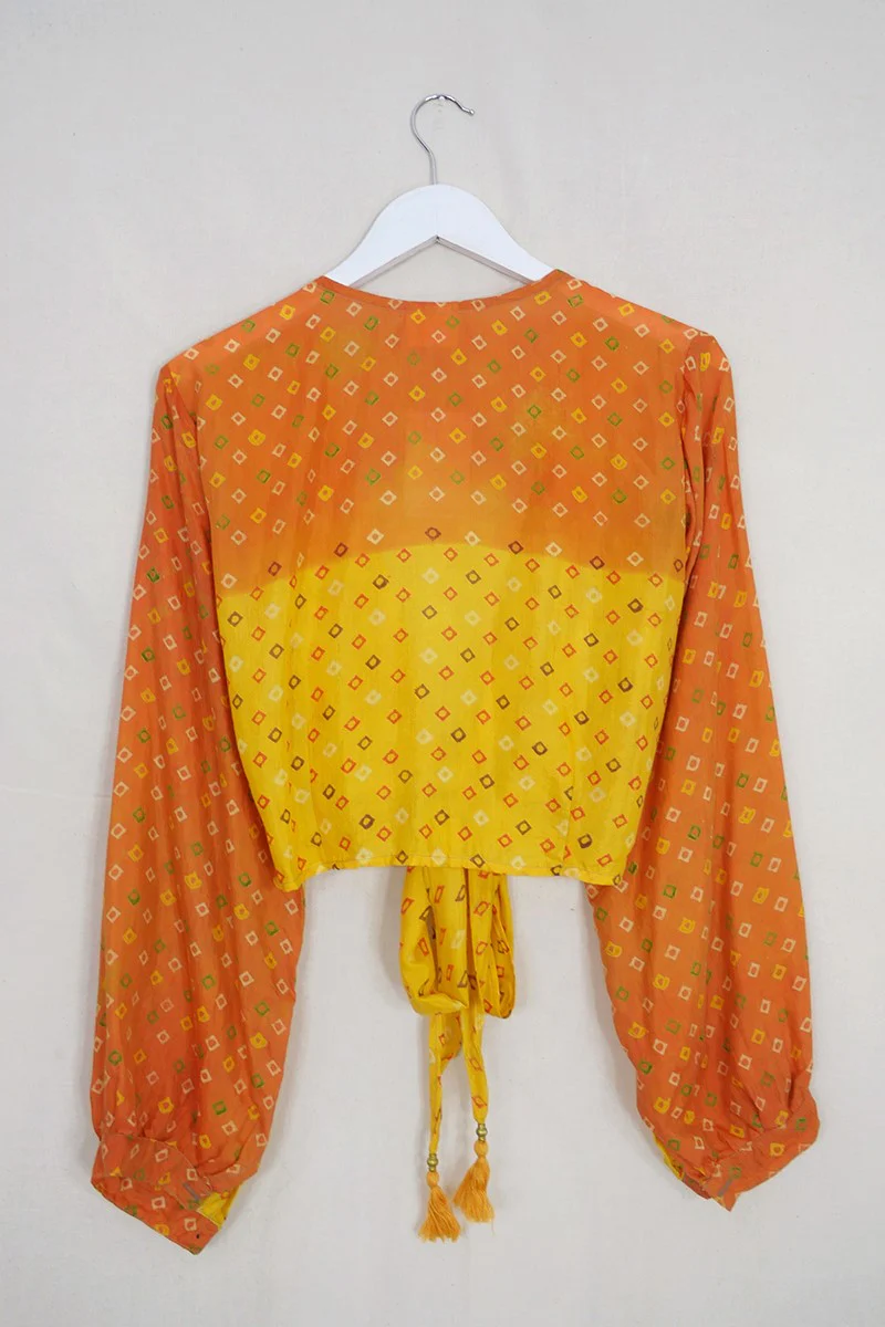 Lola Wrap Top - Vintage Cotton - Citrus Batik - Size S/M - Image 4