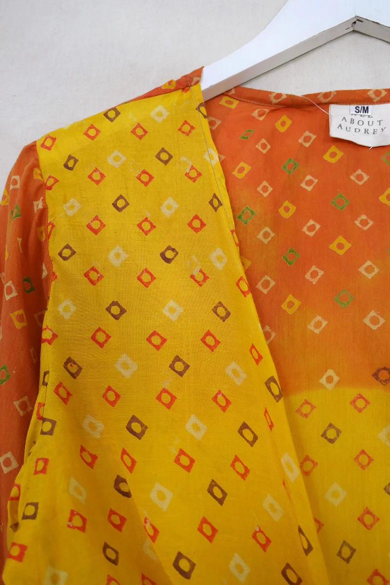 Lola Wrap Top - Vintage Cotton - Citrus Batik - Size S/M - Image 5