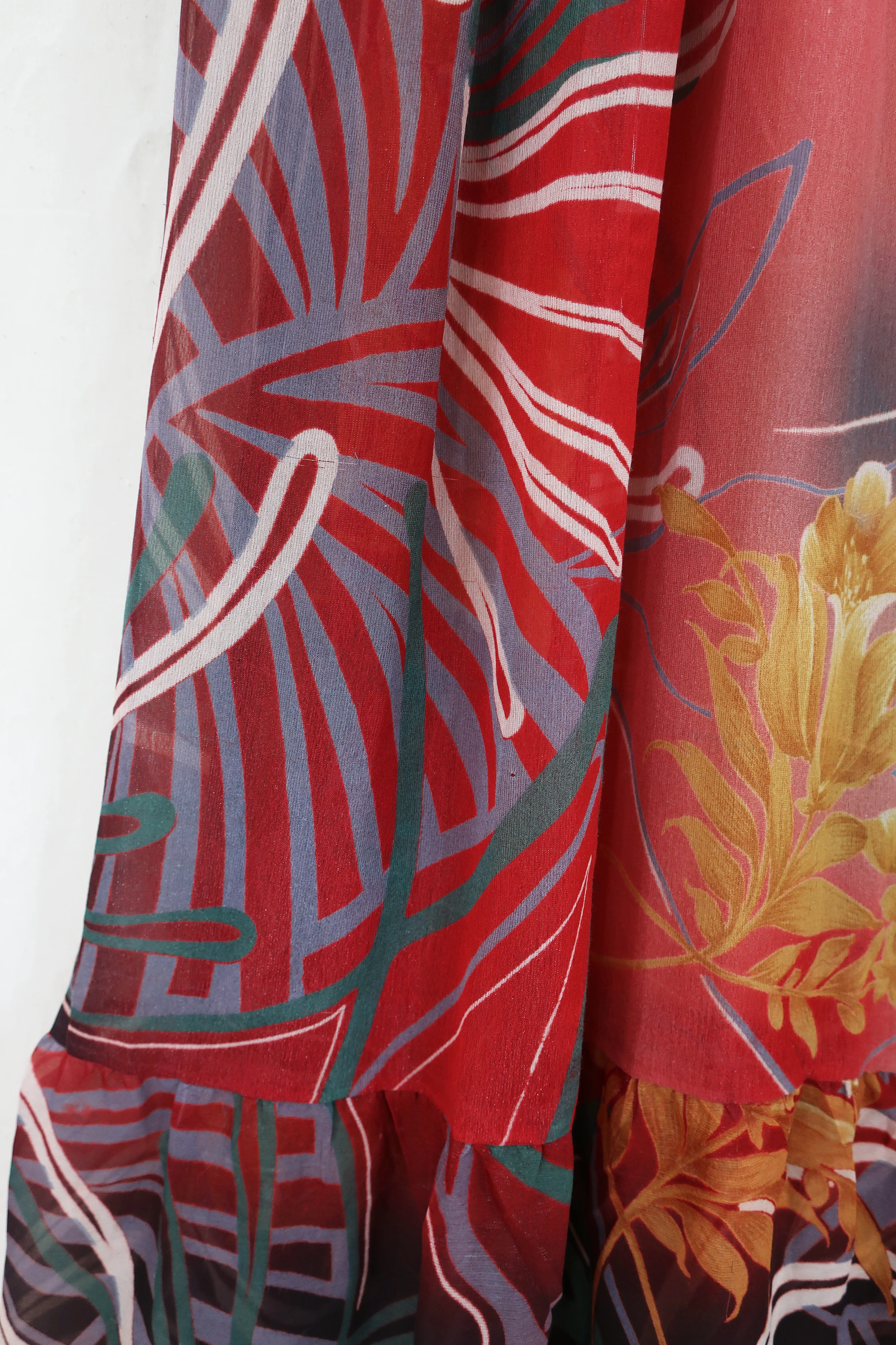 Lunar Maxi Dress - Vintage Sari - Earth Red Shimmer - Size XS - Image 5