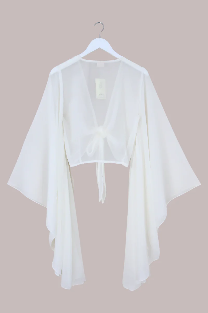 The Madonna Sheer Wrap Top in Cloud White - Image 6