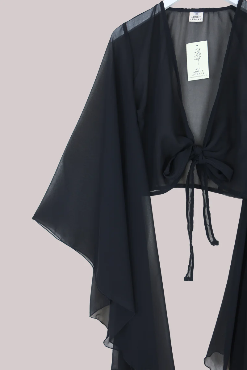 The Madonna Sheer Wrap Top in Storm Black - Image 4