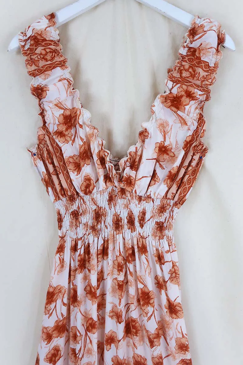 Maisie Maxi Dress in Candied Orange Watercolour Floral - Image 3