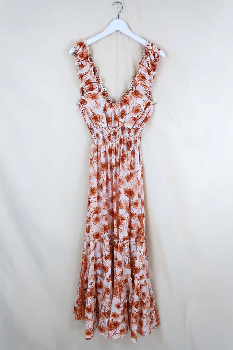 Maisie Maxi Dress in Candied Orange Watercolour Floral - Image 4