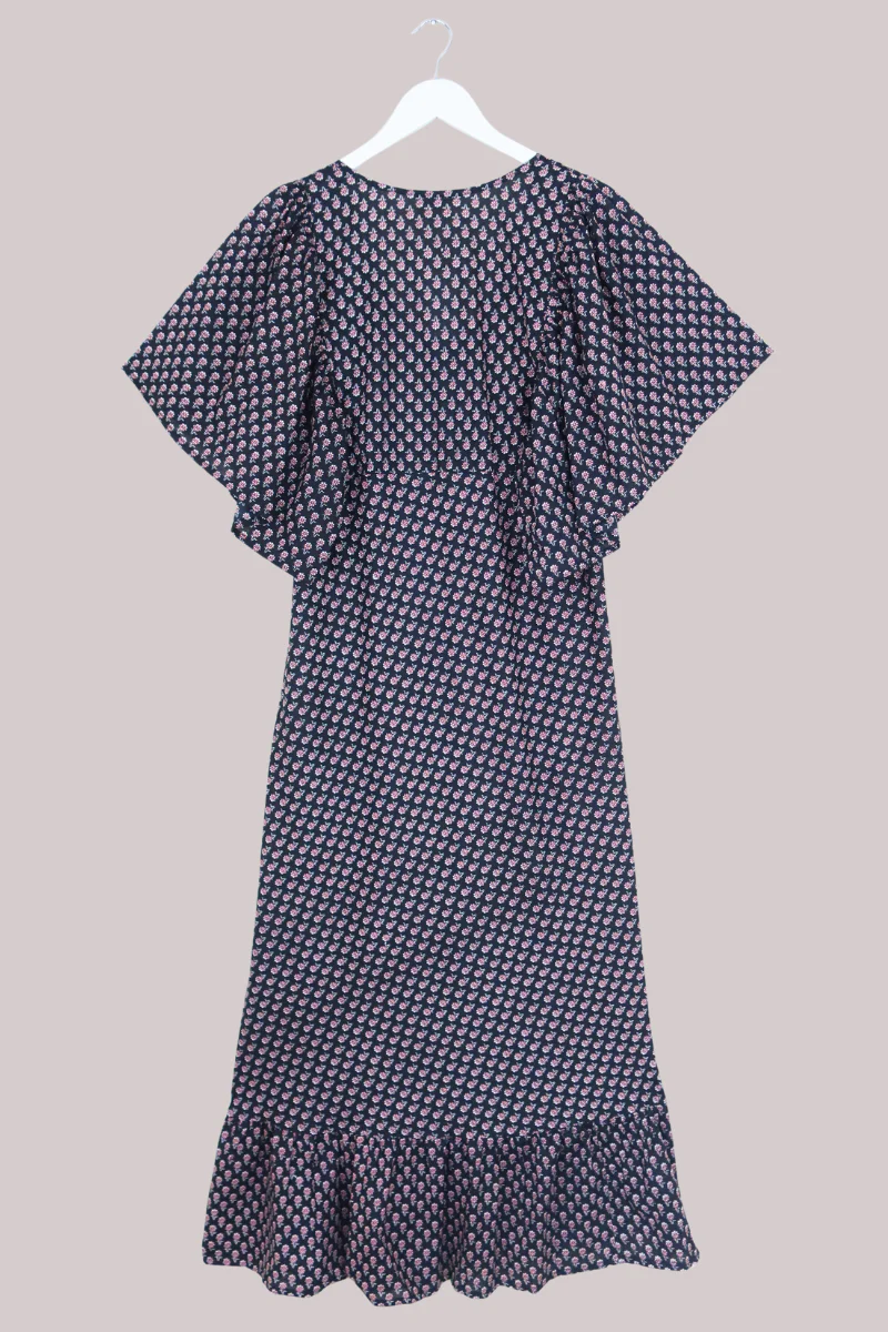 Martha Maxi Dress in Black Ditsy Cosmos - S/M - Image 6