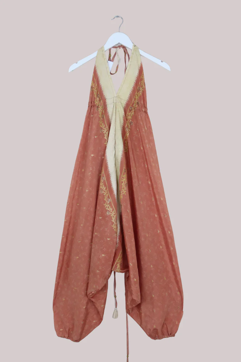 Medusa Harem Jumpsuit in Apricot Prosecco Spritz - Free Size L