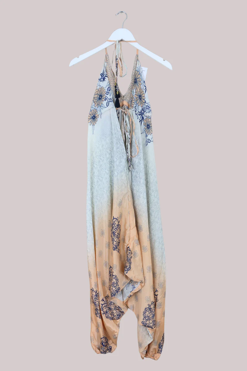 Medusa Harem Jumpsuit in Milky White Florals - Free Size L - Image 3