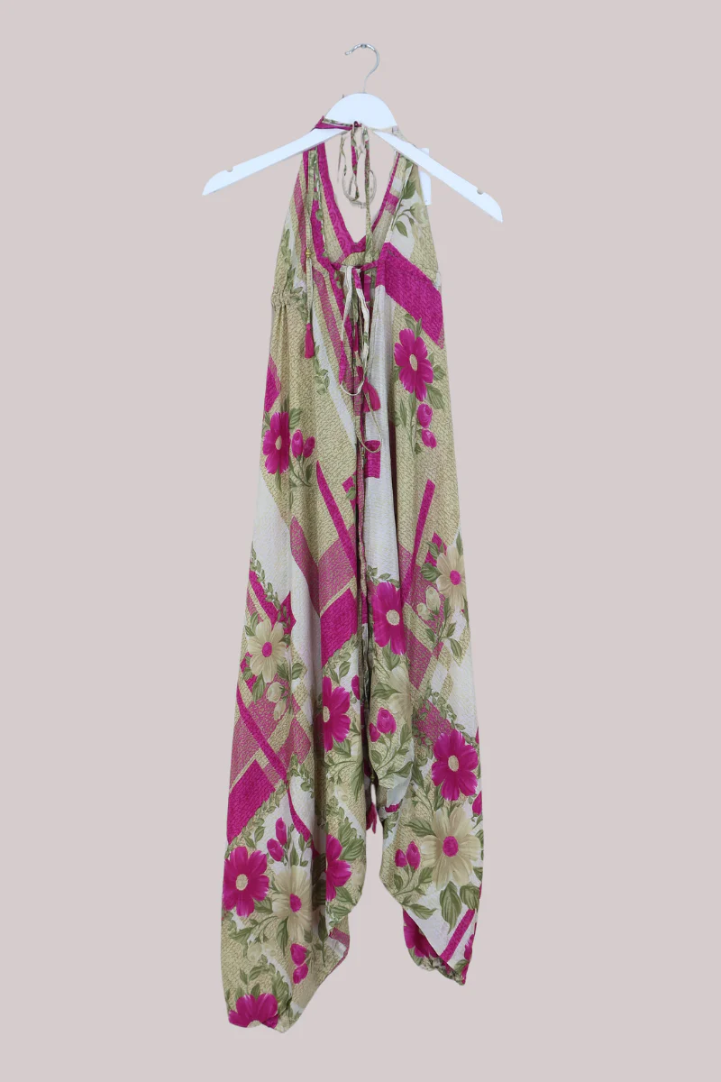 Medusa Harem Jumpsuit in Patchwork Carnation Pink - Free Size M/L - Image 3