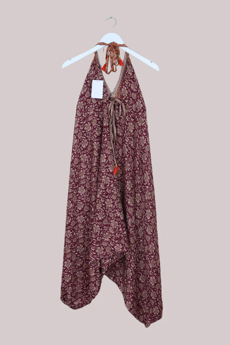 Medusa Harem Jumpsuit in Pewter & Antique Mulberry - Free Size M/L - Image 3
