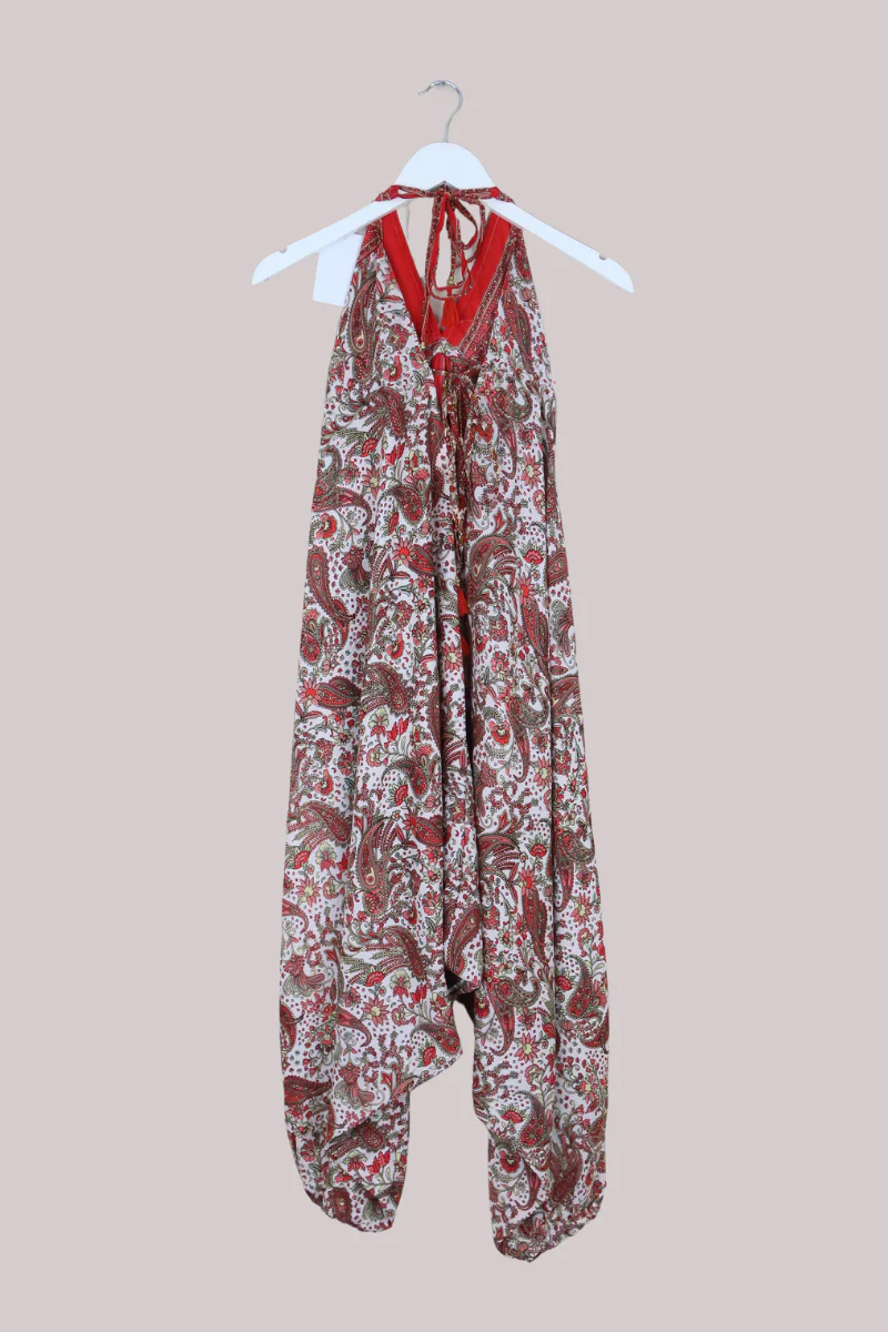 Medusa Harem Jumpsuit in Strawberry Red Paisley - Free Size S/M - Image 3