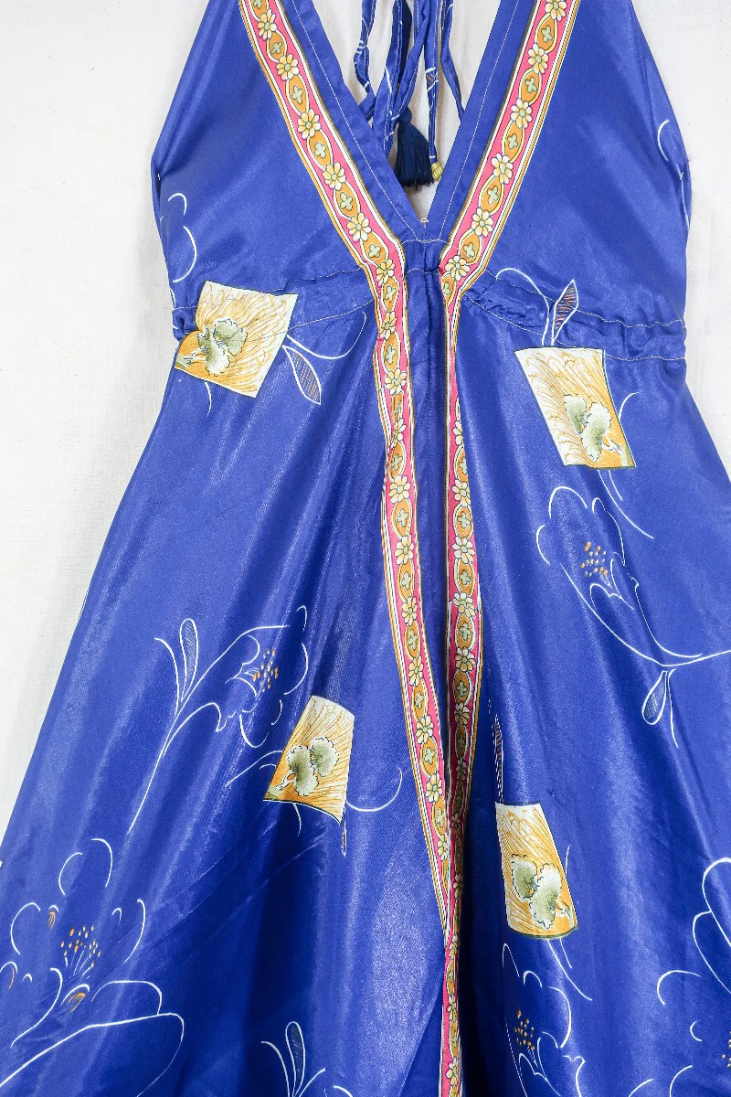Medusa Harem Jumpsuit - Vintage Sari - Midnight Blue Trees - M/L - Image 3