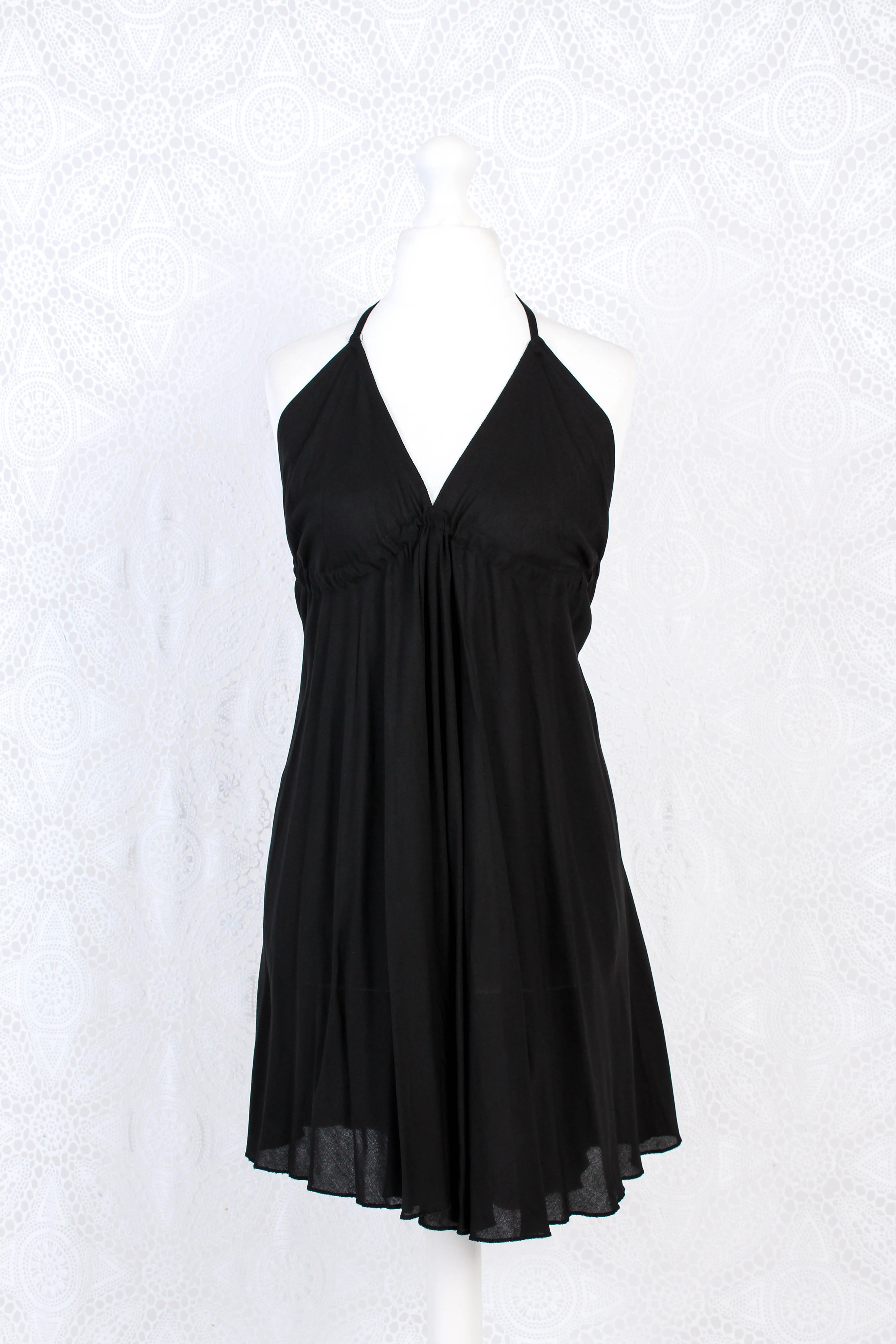 Khroma Medusa Mini Halter Dress in Jet Black - Free Size - Image 5