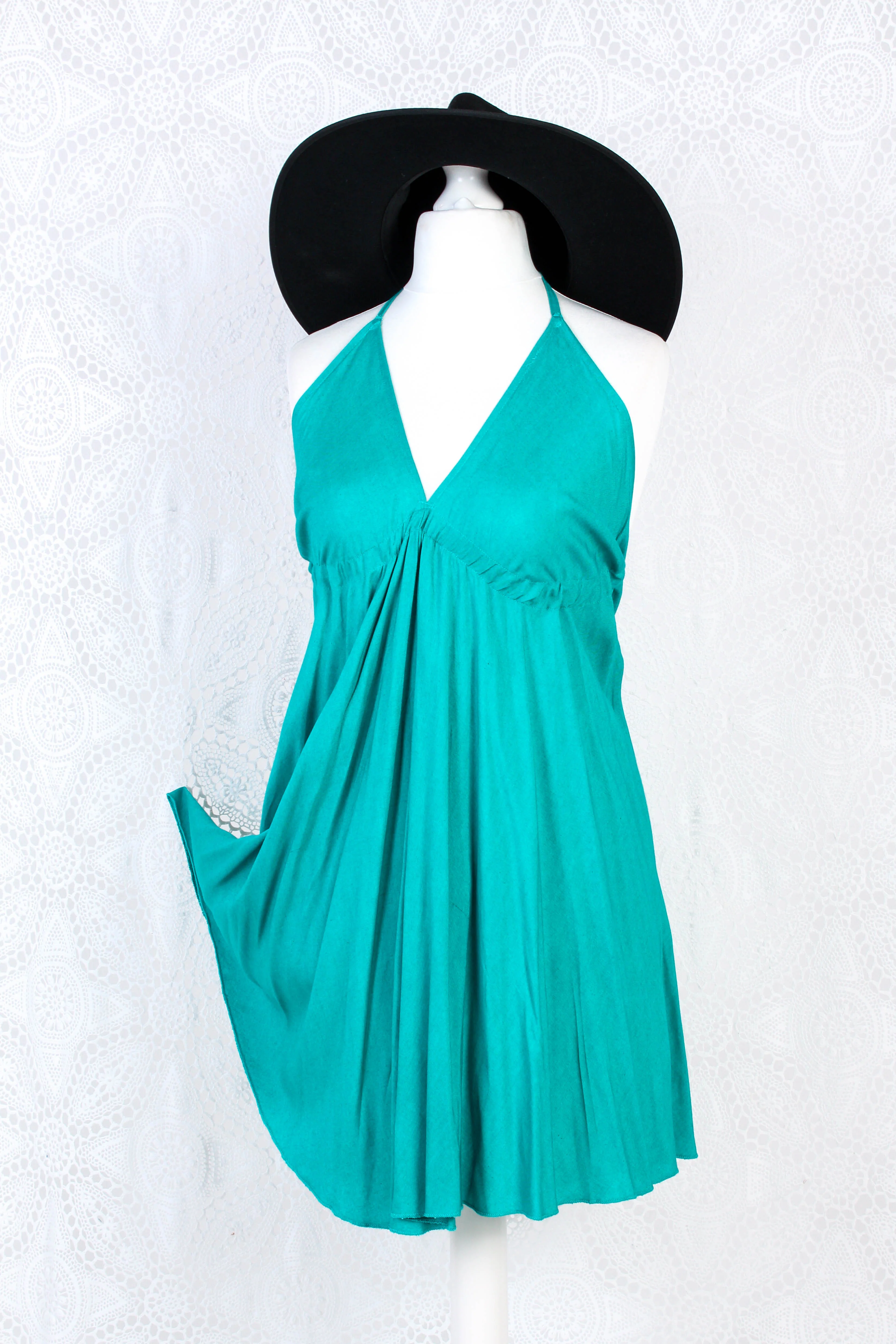 Khroma Medusa Mini Halter Dress in Teal Blue/Green - Free Size - Image 3