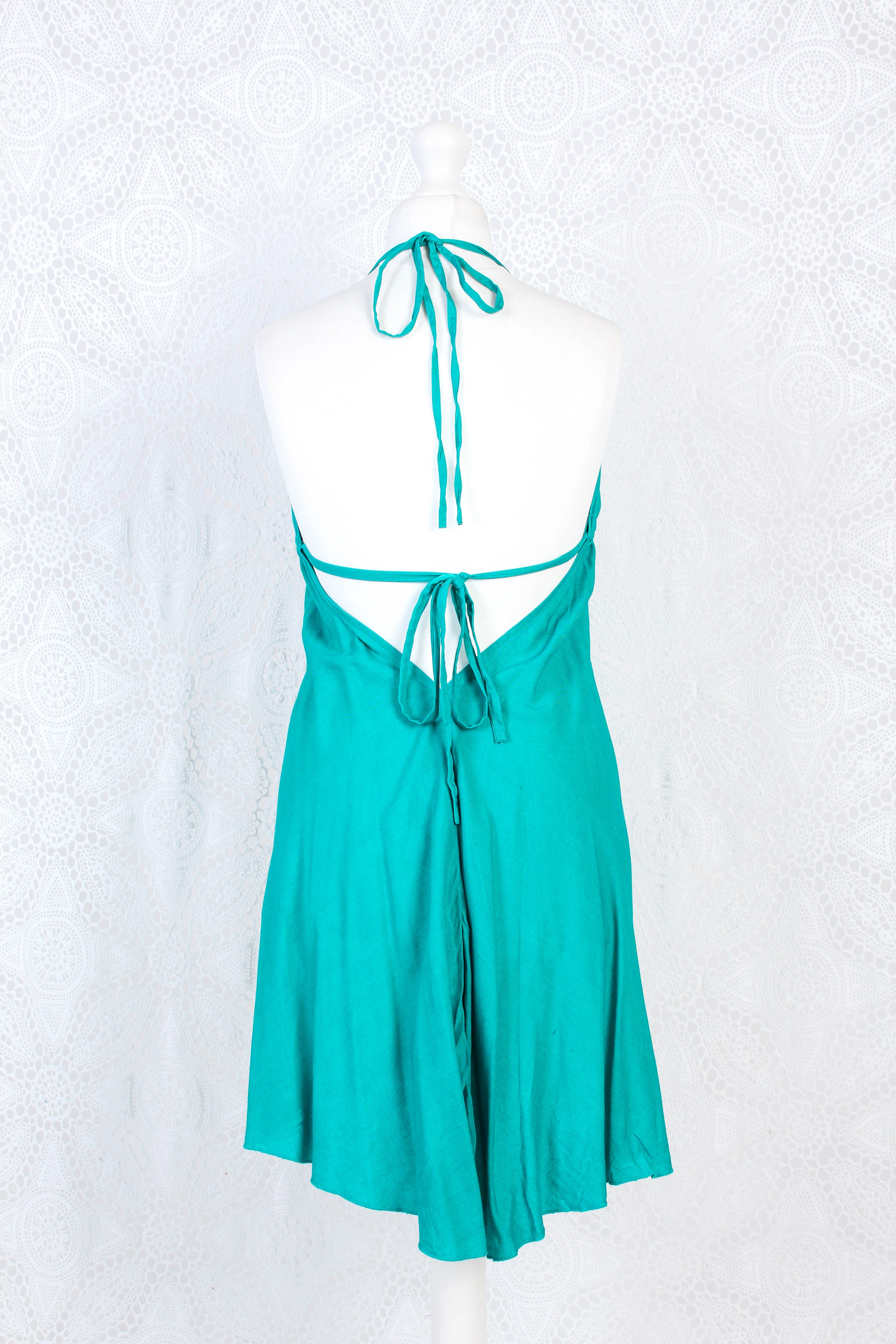 Khroma Medusa Mini Halter Dress in Teal Blue/Green - Free Size - Image 5