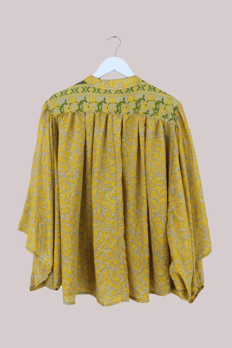 Ophelia Recycled Sari Blouse in Buttercup Yellow - Free Size - Image 3
