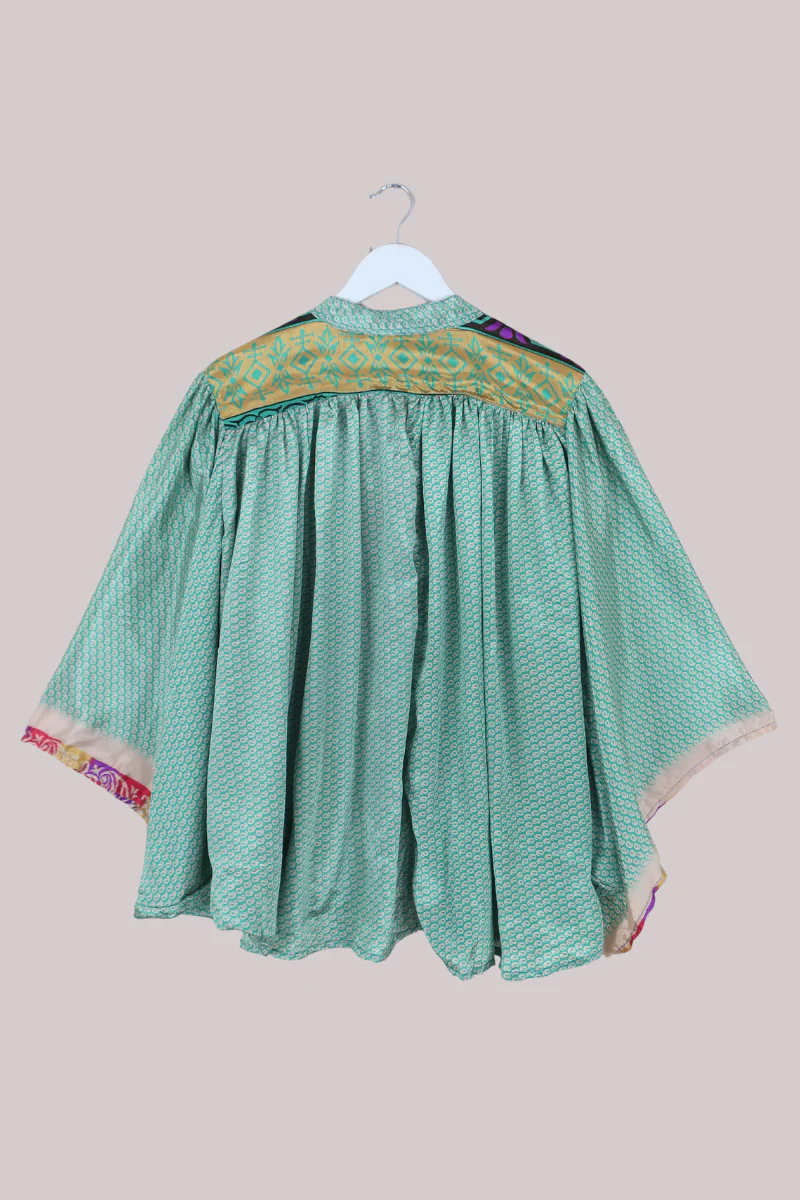 Ophelia Recycled Sari Blouse in Mint Mojito Paisley - Free Size - Image 3