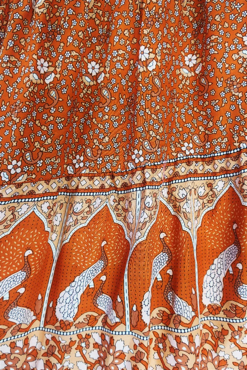 Peacock Prairie Skirt in Burnt Orange - Free Size - Image 5