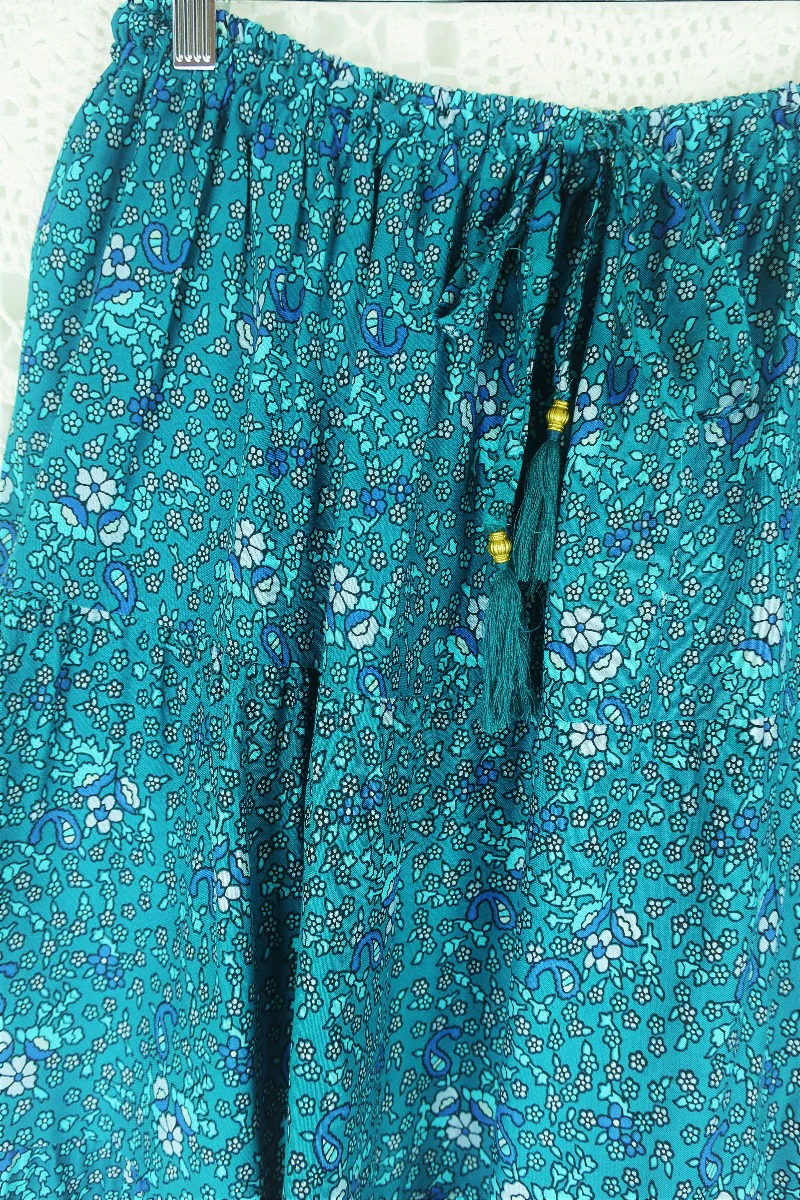 Peacock Prairie Skirt in Ocean & Indigo - Free Size - Image 6