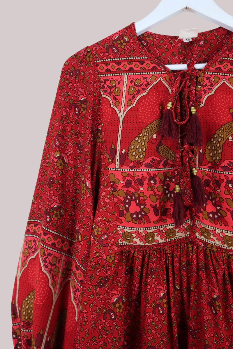 Peacock Prairie Top in Berry Red - Image 3
