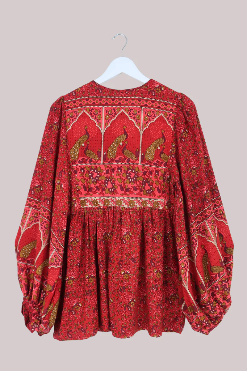 Peacock Prairie Top in Berry Red - Image 4