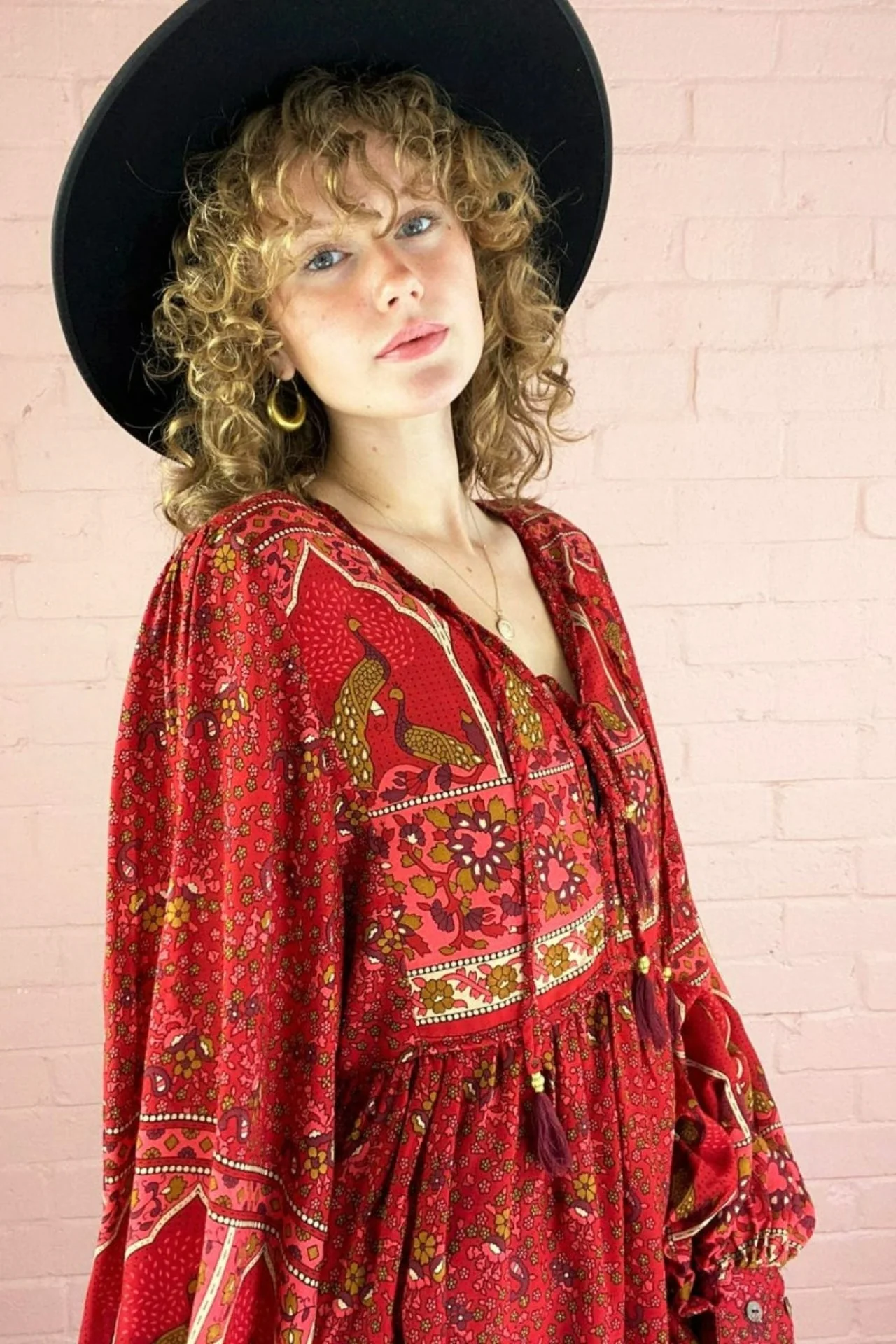 Peacock Prairie Top in Berry Red - Image 6