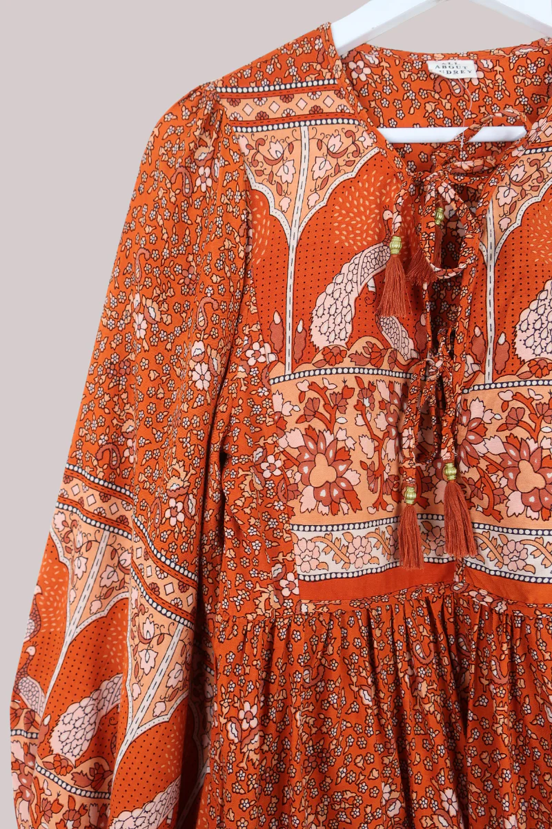 Peacock Prairie Top in Burnt Orange - Image 3