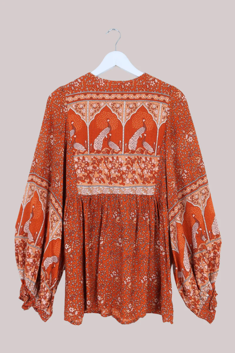 Peacock Prairie Top in Burnt Orange - Image 4