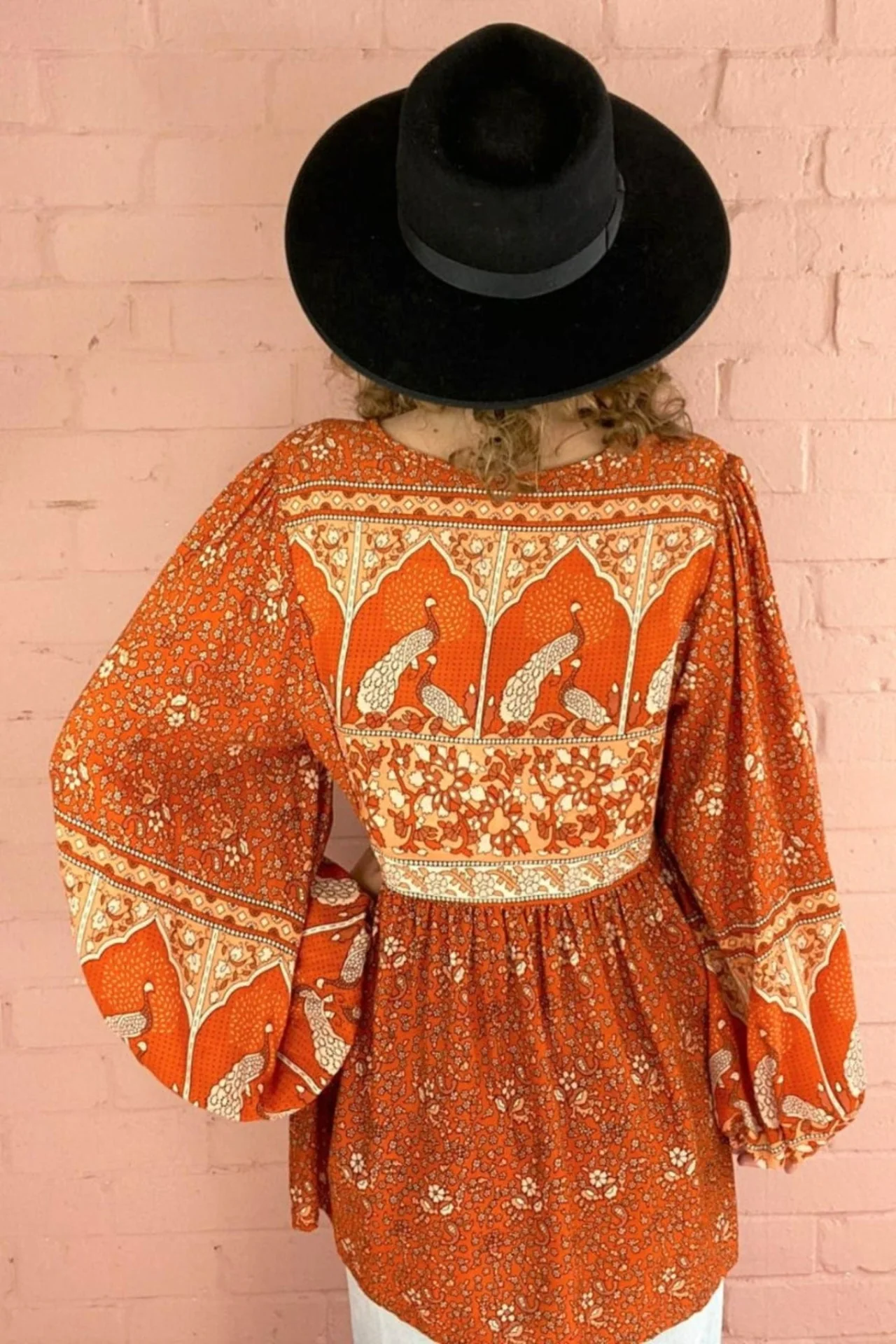 Peacock Prairie Top in Burnt Orange - Image 7