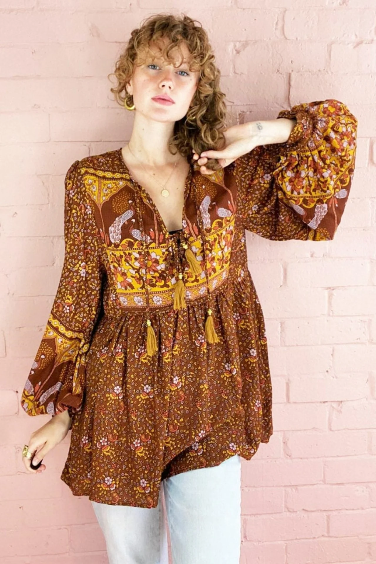 Peacock Prairie Top in Gingerbread - Image 4