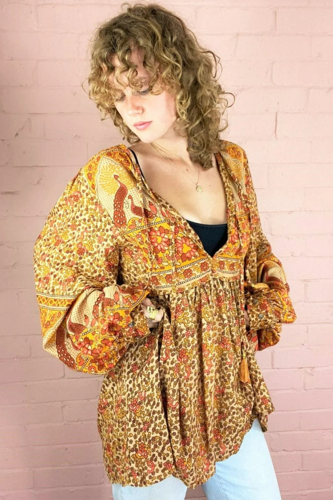 Peacock Prairie Top in Tan & Turmeric - Image 6